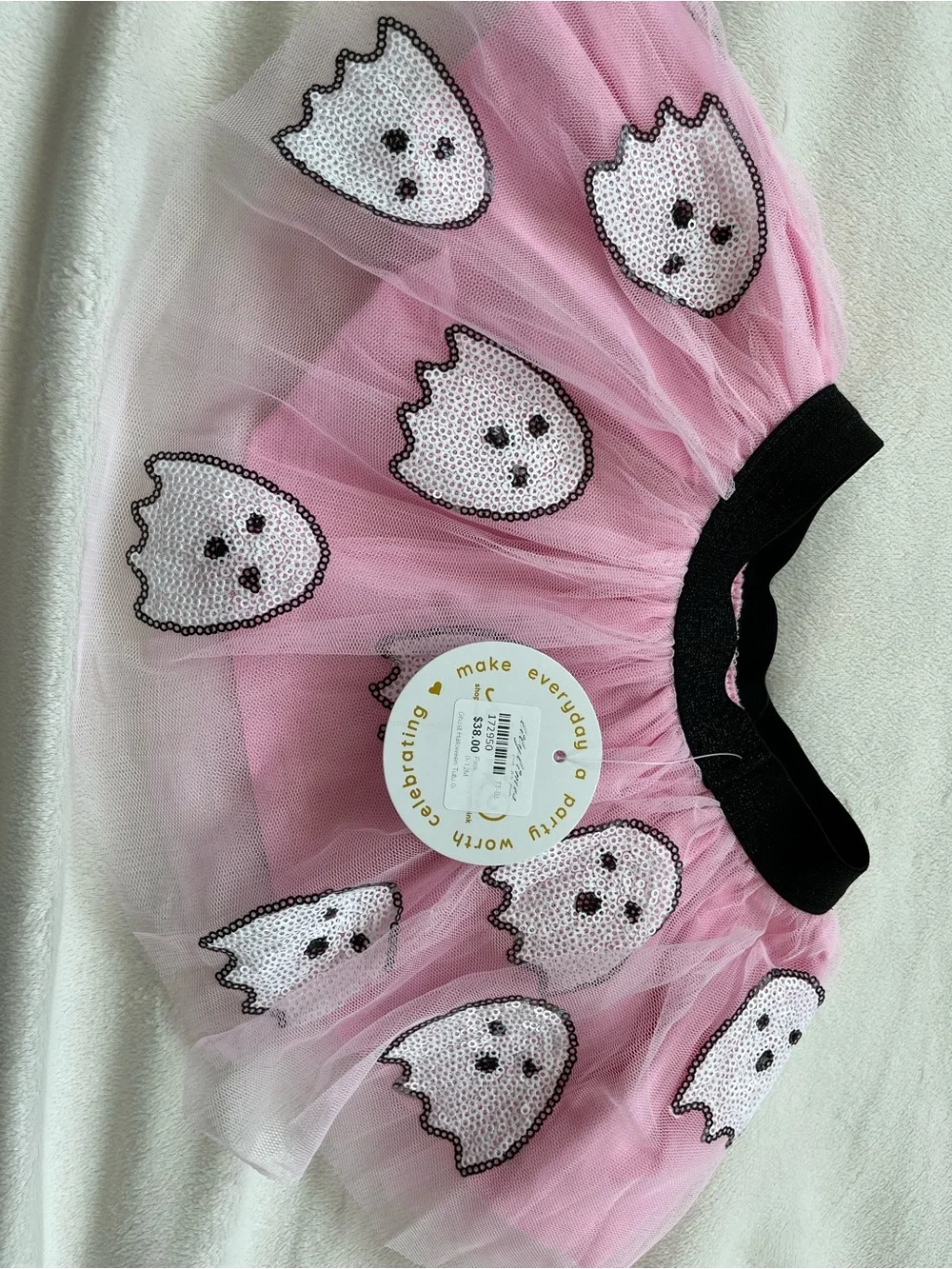 Sweet Wink Pink Ghost Sequin Tulle Skirt for Kids